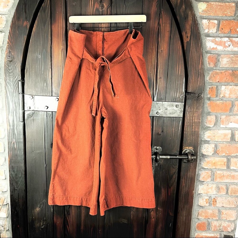 Free People Rust Orange Cropped Wide-Leg Pants